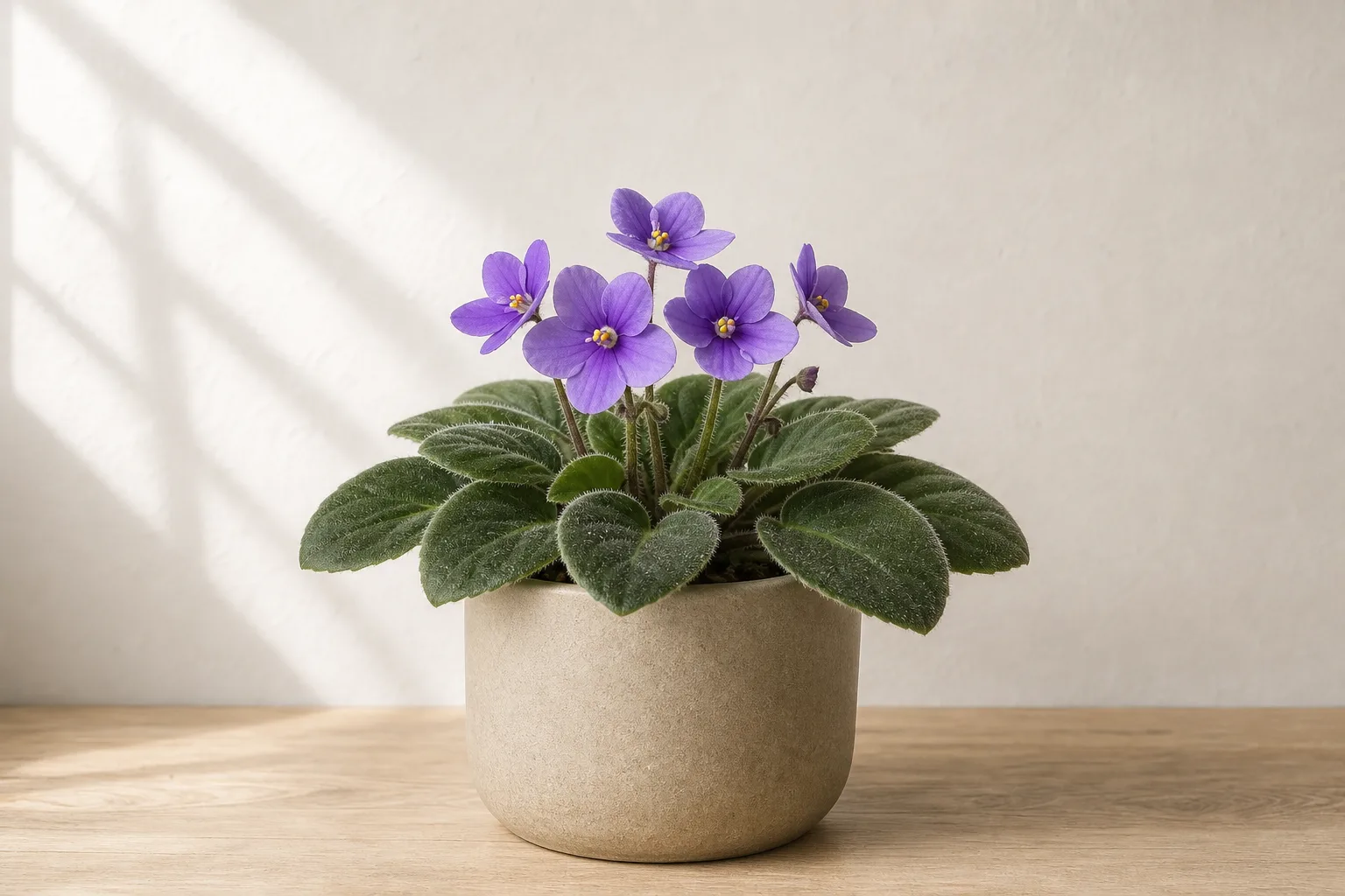 African violet foliage that requires careful inspection when white powder appears