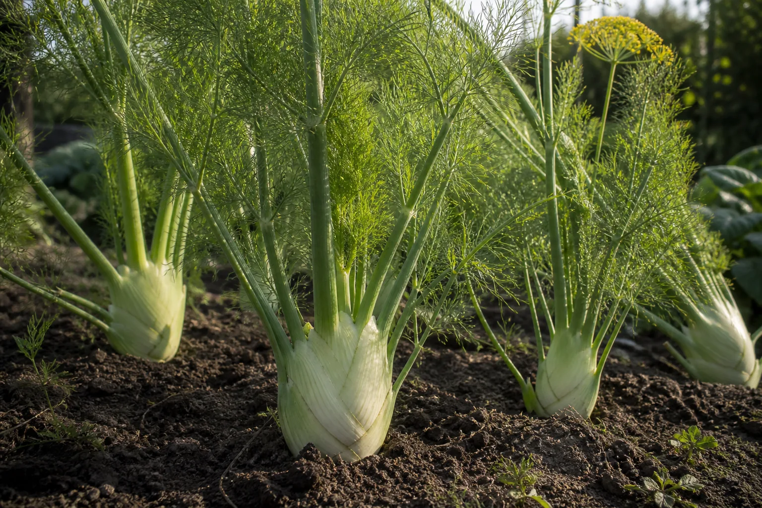 Florence Fennel growing in a sunny kitchen garden bed
