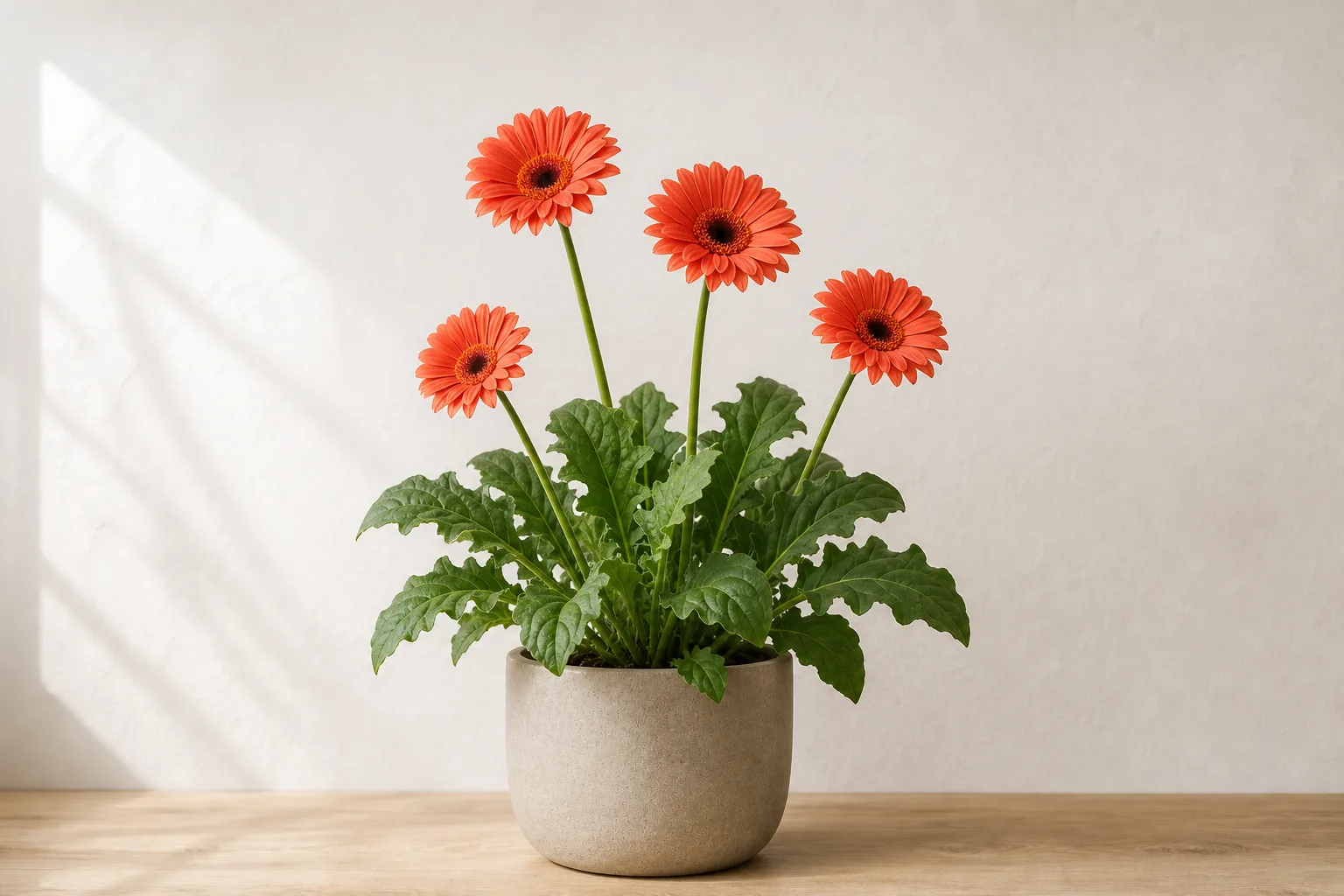 Gerbera daisy flowers and tender stems where aphids or thrips may hide and feed