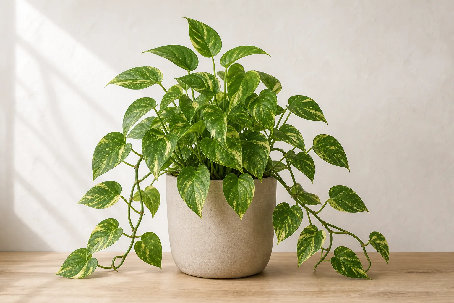 Golden pothos foliage illustrating how yellow leaves can appear among healthy growth