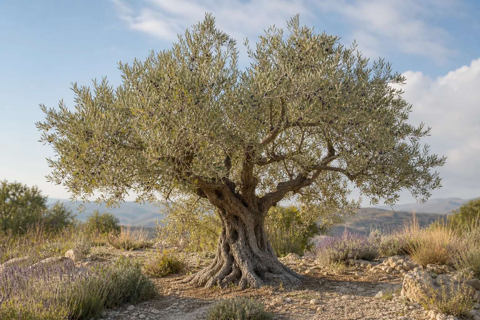 Olive plant stems and narrow leaves suitable for inspecting attached scale insect covers